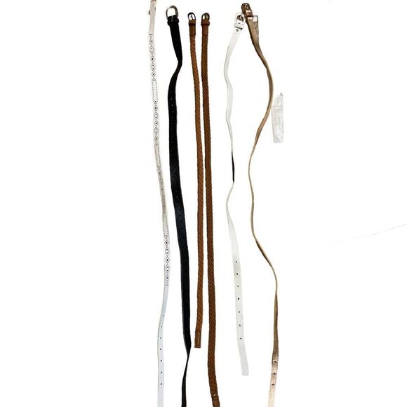 Lot of 6‎ Ladies Skinny Belts Various Styles Size Medium to Large - Picture 2 of 16